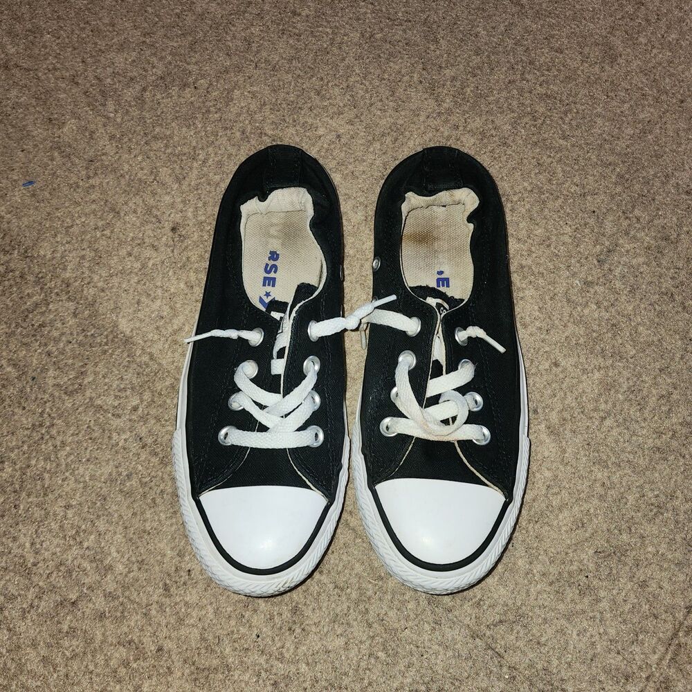 Womens Black White Shoreline Slip On Low Top Converse | W7.5